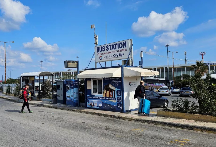 Bus stop towards the centre, Heraklion airport